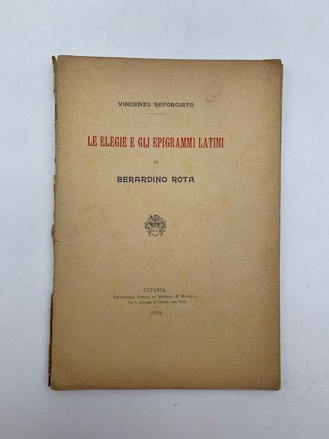 Le elegie e gli epigrammi latini di Bernardino Rota